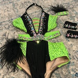 Sparkling Glamour Green and Black Kids Costume